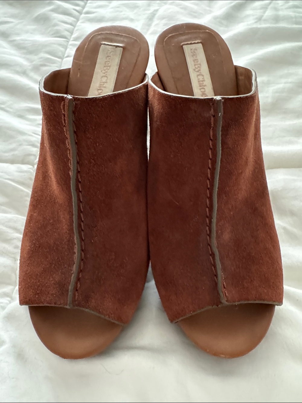 See By Chloe Brown Suede Open-Toe Mule - Size 37